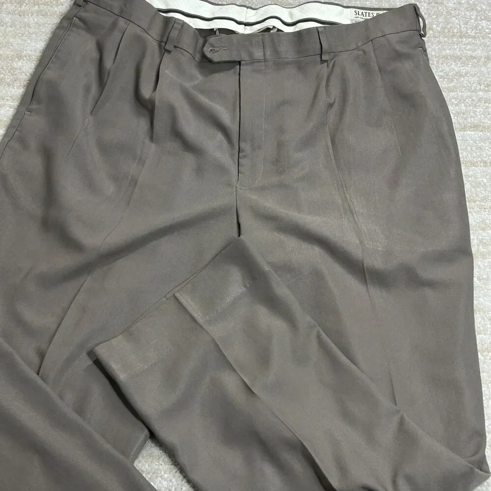 Levis Slates Dress Pants Men W42 L32 Brown Classic Fit Vintage 1998 Shiny Look